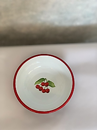 20cm Kiraz Desenli Emaye Kase