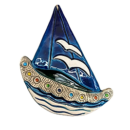 Yelkenli Seramik Duvar Aksesuarı