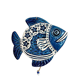 Çiçek Desenli Balık Seramik Duvar Aksesuarı