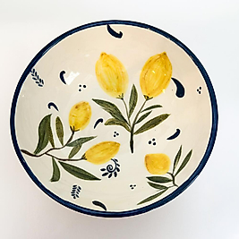 Limon Yaprak Desenli Seramik Kase